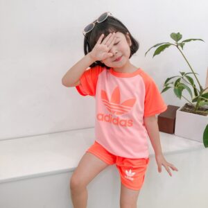 Adidas 短袖运动童装 Trefoil Shorts Tee Set Originals
